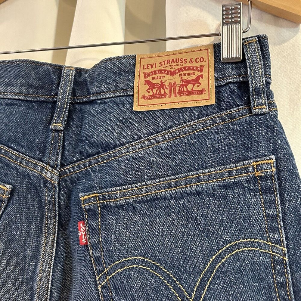 Levi's Premium High-Rise Deconstructed Denim‎ Skirt Sz 27 - Picture 3 of 5